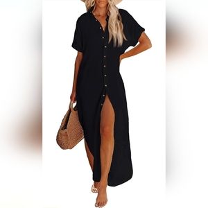 NWOT Long Button Up Cover up/ Dress XL